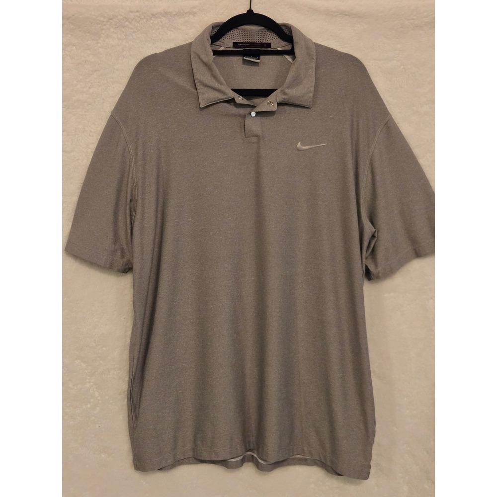 Nike Tiger Woods Collection Mens Large Golf Polo Dri-FIT Shirt Gray 509159-100